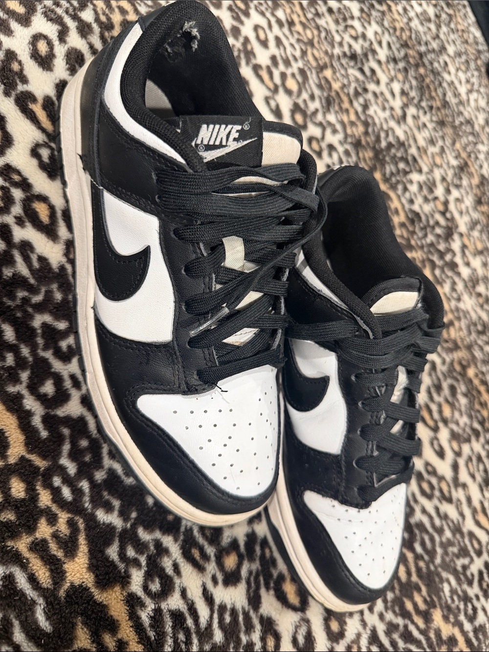 Nike Black and White Low-Top Sneakers with Swoosh